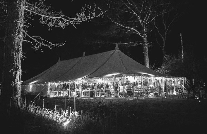 Marquee lit up at night